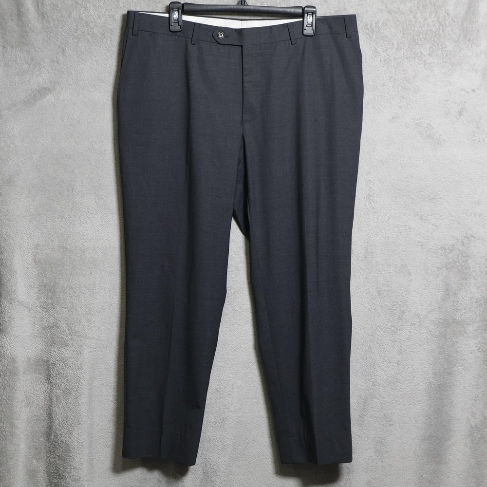 Canali Dress Pants Mens 37x27 Gray Wool Pleated Dress Trousers Slacks Preppy